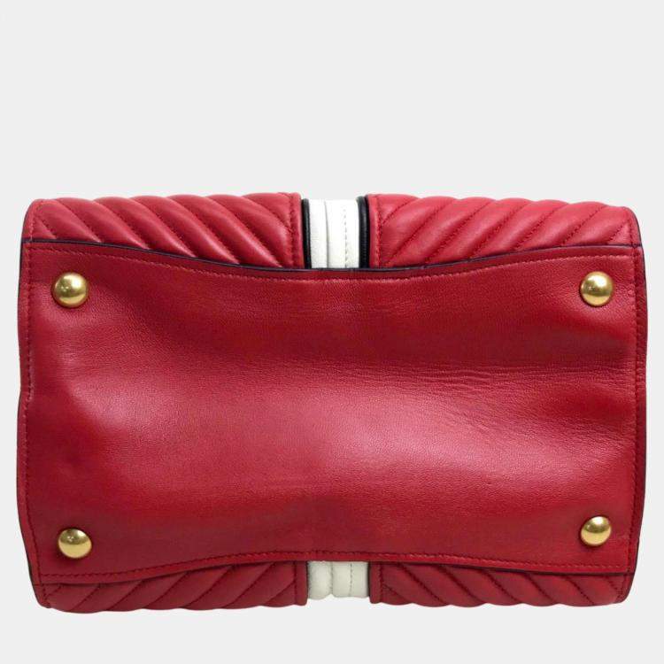 Pre Owned Miu Miu White Red Biker Bag