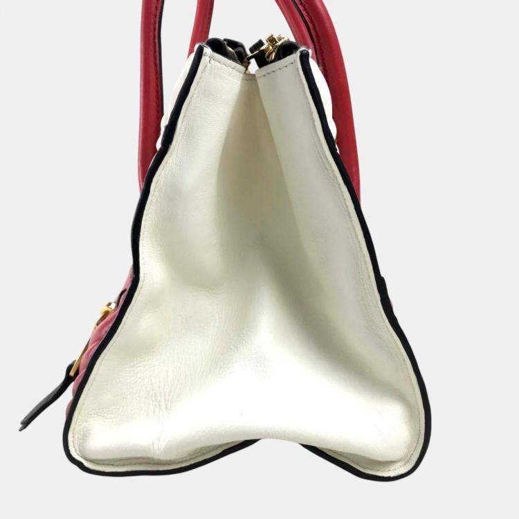 Pre Owned Miu Miu White Red Biker Bag
