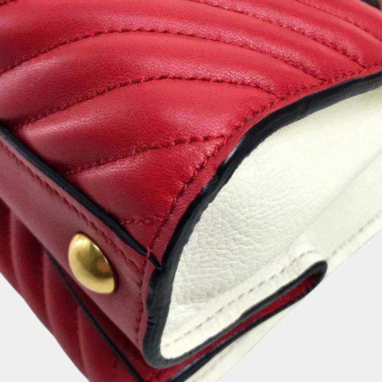 Pre Owned Miu Miu White Red Biker Bag