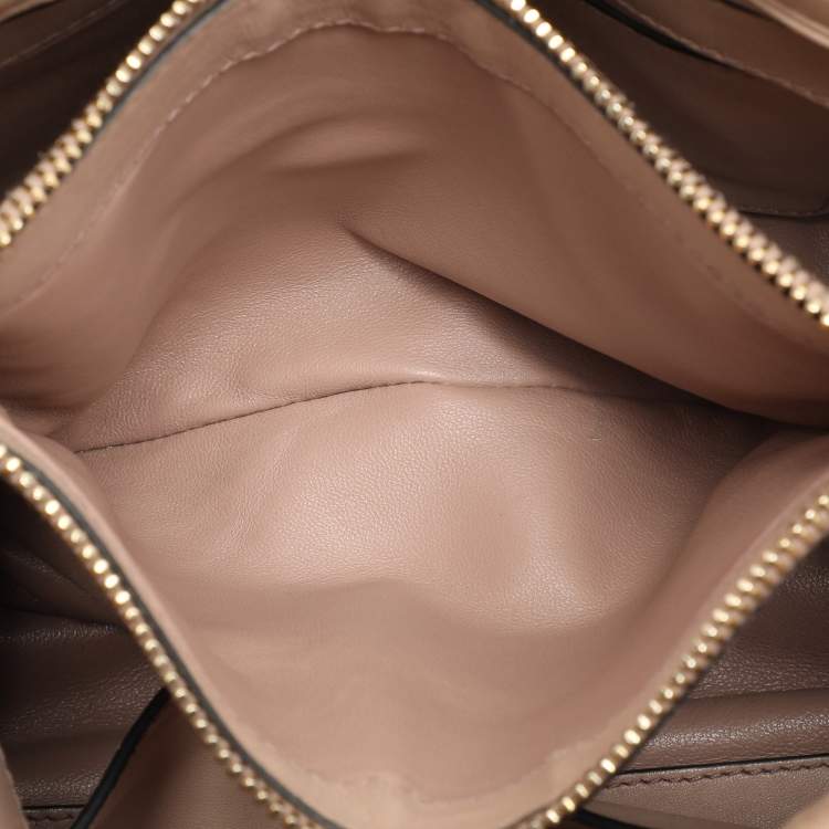 Pre Owned Miu Miu Beige Matelasse Leather Push Lock Top Handle Bag