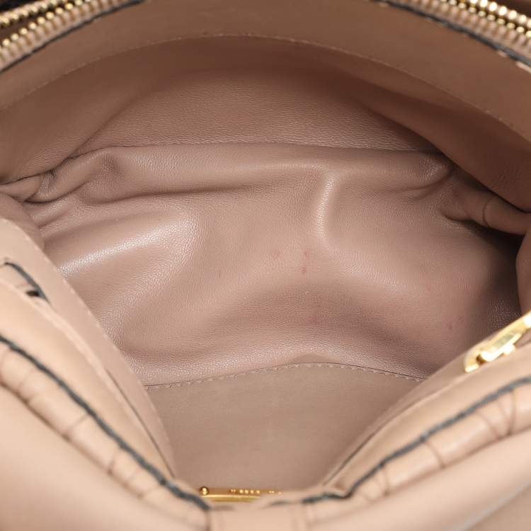 Pre Owned Miu Miu Beige Matelasse Leather Push Lock Top Handle Bag