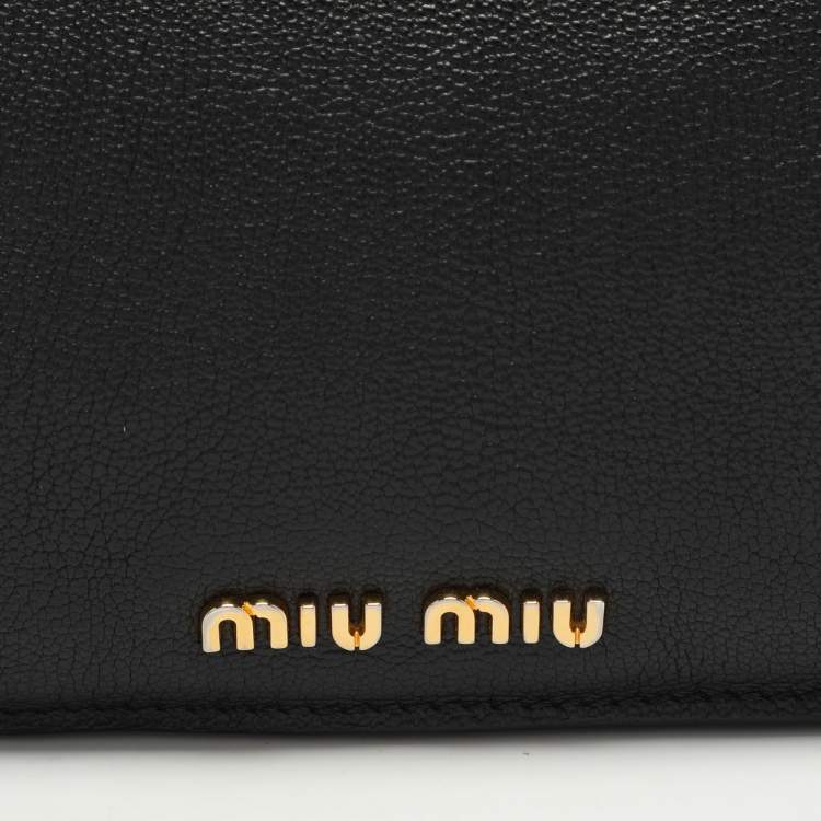 Pre Owned Miu Miu Black Leather Push Lock Top Handle Bag