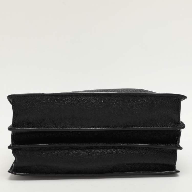Pre Owned Miu Miu Black Leather Push Lock Top Handle Bag