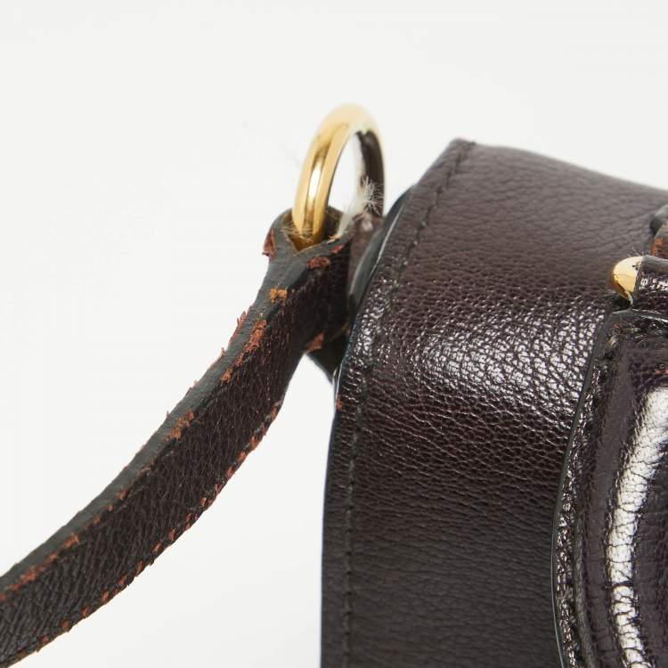 Pre Owned Miu Miu Two Tone Purple Leather Madras Top Handle Bag