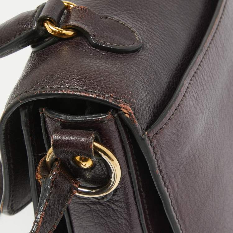 Pre Owned Miu Miu Two Tone Purple Leather Madras Top Handle Bag