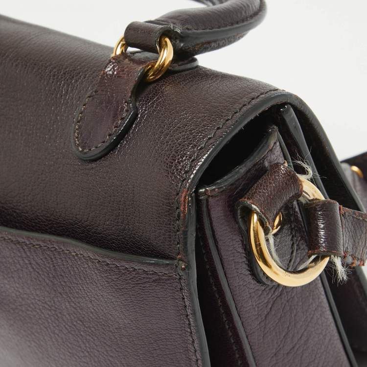 Pre Owned Miu Miu Two Tone Purple Leather Madras Top Handle Bag