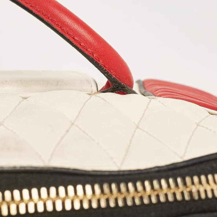 Pre Owned Miu Miu Red/White Leather Biker Dome Satchel