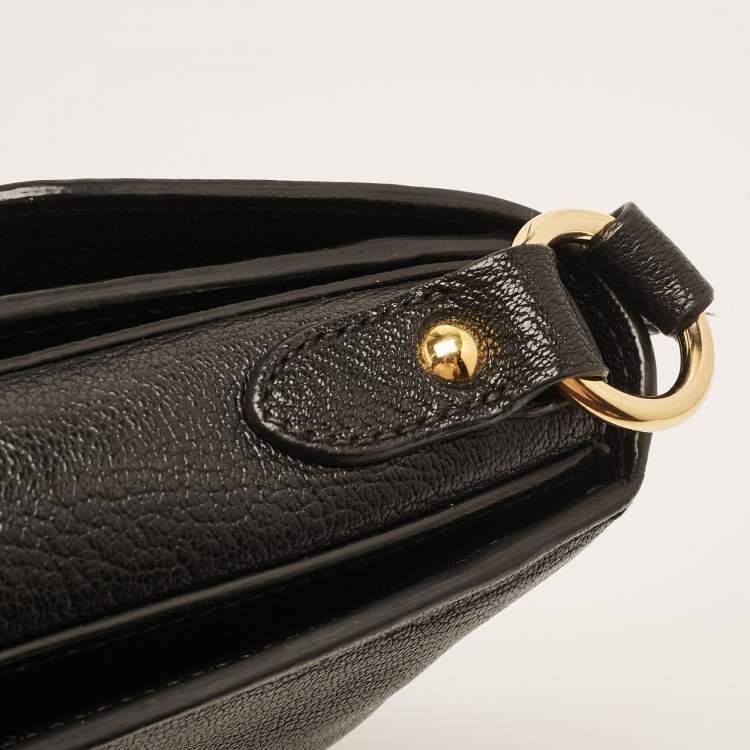 Pre Owned Miu Miu Black Leather Pushlock Flap Crossbody Bag