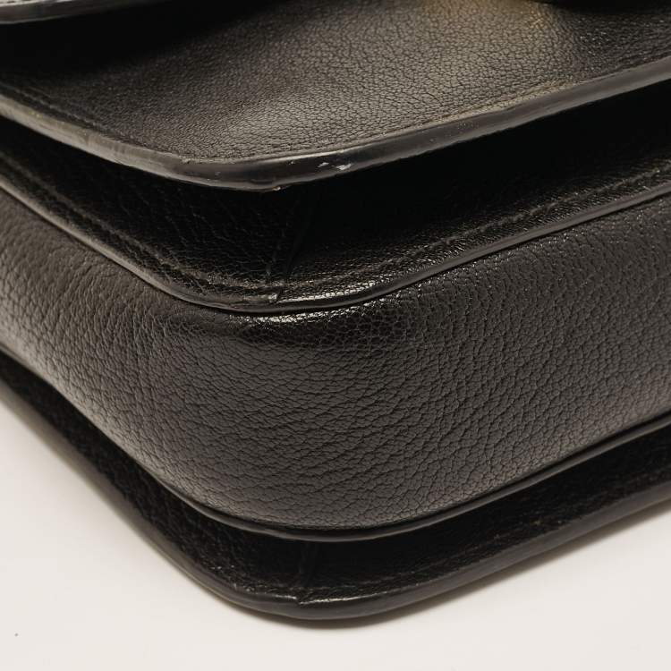 Pre Owned Miu Miu Black Leather Pushlock Flap Crossbody Bag