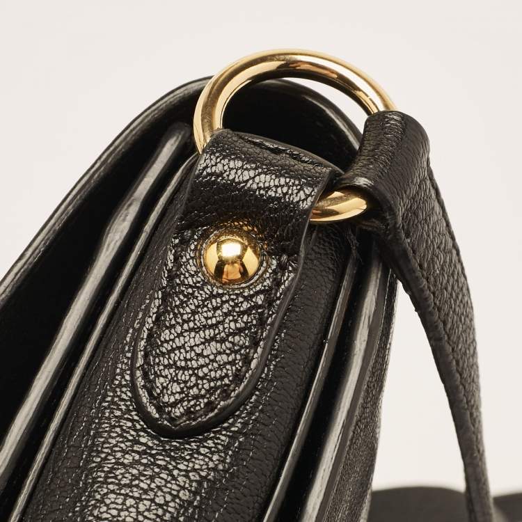 Pre Owned Miu Miu Black Leather Pushlock Flap Crossbody Bag