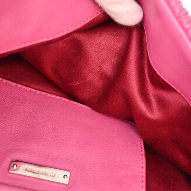 Pre Owned Miu Miu Pink Nappa Crystal Handbag
