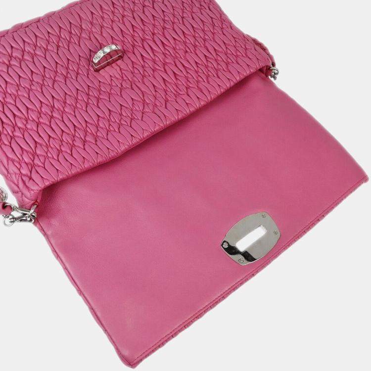 Pre Owned Miu Miu Pink Nappa Crystal Handbag
