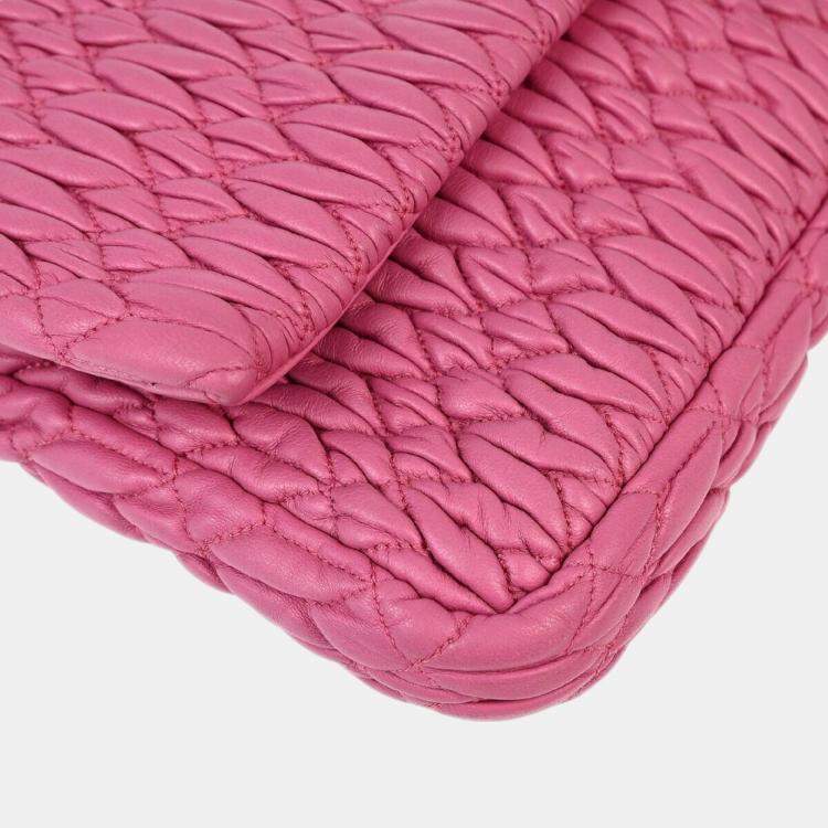 Pre Owned Miu Miu Pink Nappa Crystal Handbag