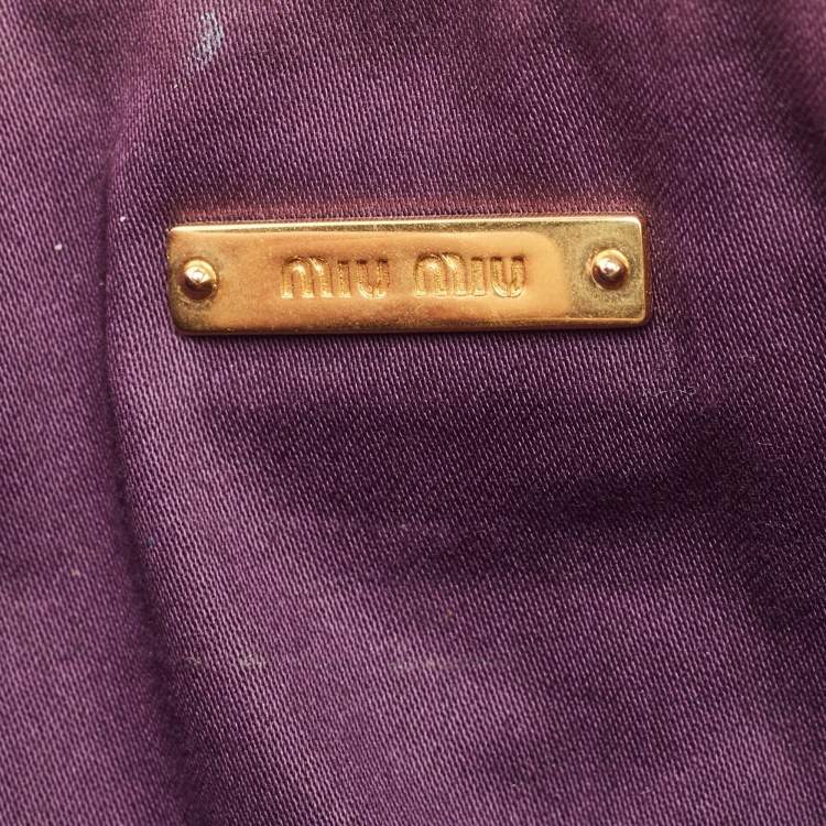 Pre Owned Miu Miu Dusty Pink Matelassé Lux Leather Zip Wristlet Clutch