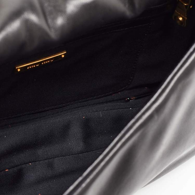 Pre Owned Miu Miu Black Leather Flap Frame Clutch