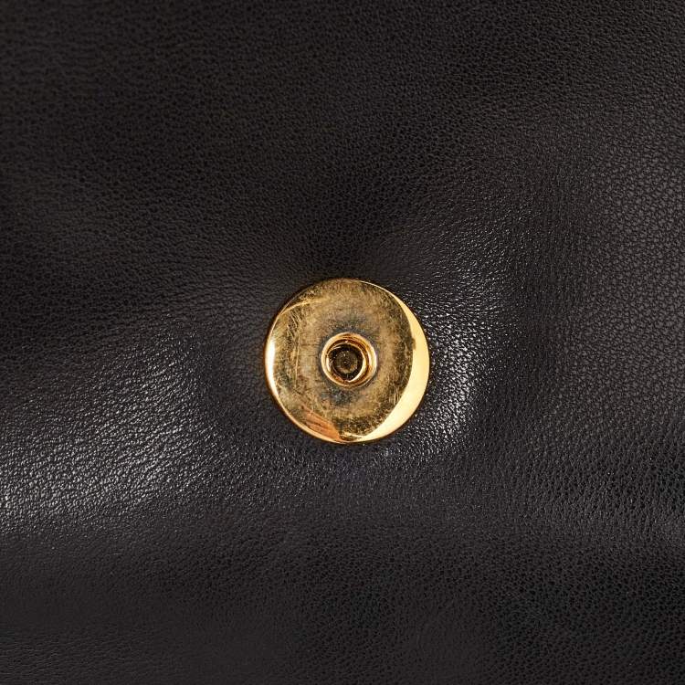 Pre Owned Miu Miu Black Leather Flap Frame Clutch