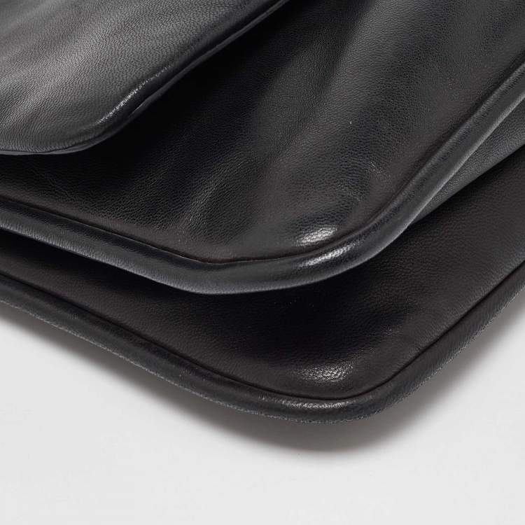 Pre Owned Miu Miu Black Leather Flap Frame Clutch