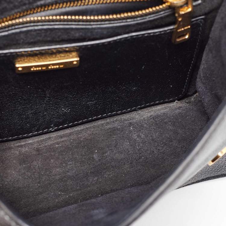 Pre Owned Miu Miu Black Madras Leather Crystal Embellished Buckle Flap Shoulder Bag