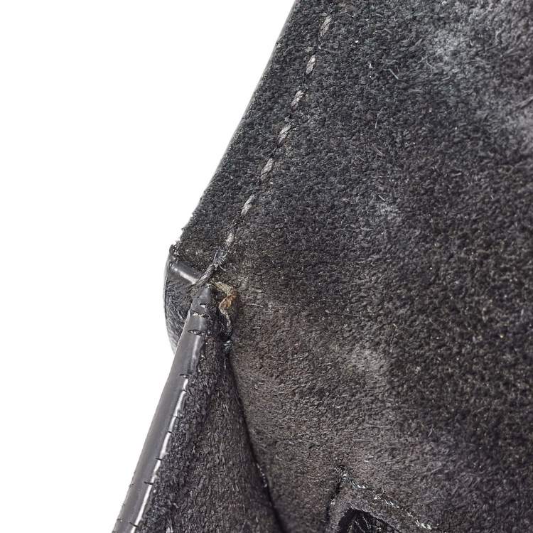 Pre Owned Miu Miu Black Madras Leather Crystal Embellished Buckle Flap Shoulder Bag
