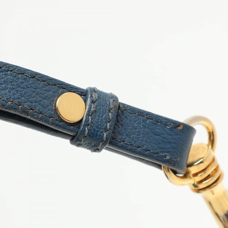 Pre Owned Miu Miu Blue Madras Leather Pushlock Tote