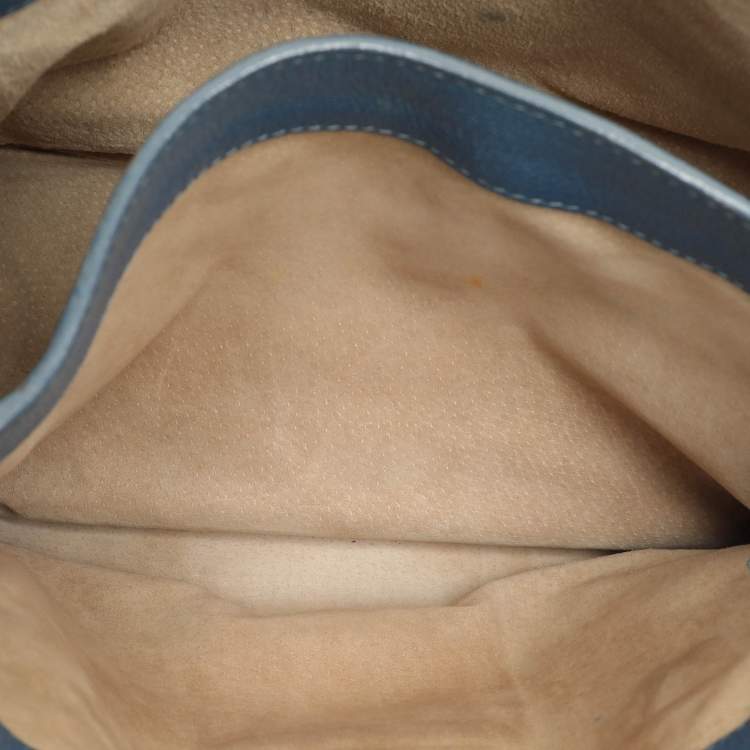 Pre Owned Miu Miu Blue Madras Leather Pushlock Tote