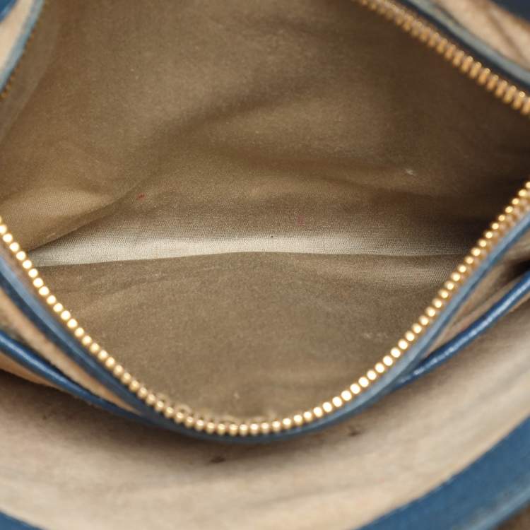 Pre Owned Miu Miu Blue Madras Leather Pushlock Tote