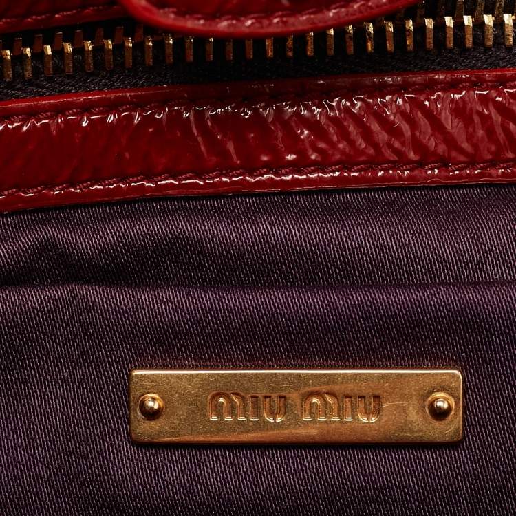 Pre Owned Miu Miu Red Matelasse patent Leather Shopper Tote