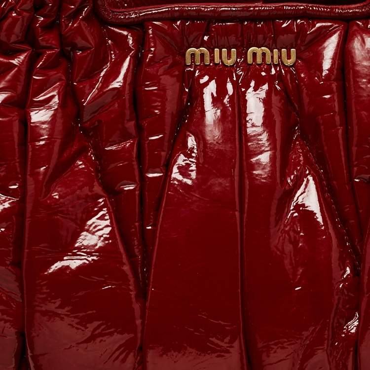 Pre Owned Miu Miu Red Matelasse patent Leather Shopper Tote