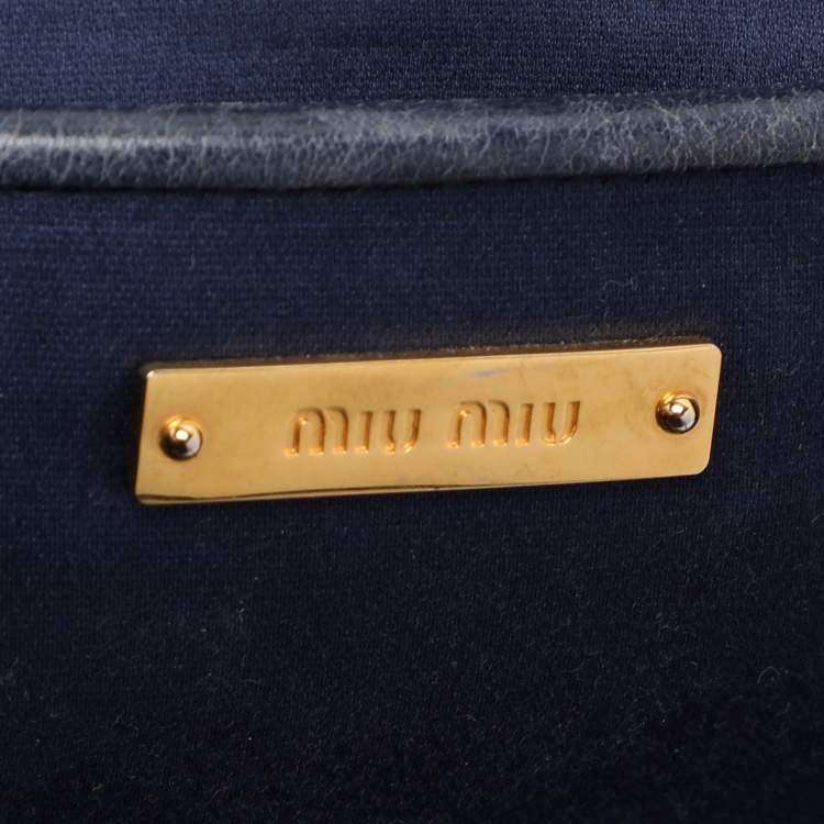 Pre Owned Miu Miu Blue Matelasse Leather Tote