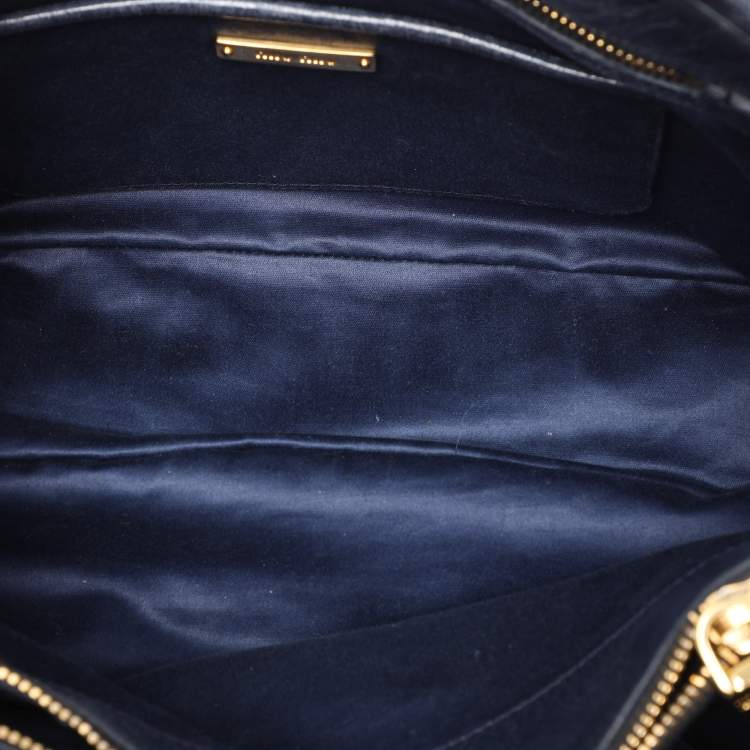 Pre Owned Miu Miu Blue Matelasse Leather Tote
