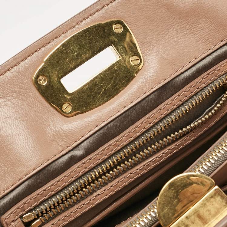 Pre Owned Miu Miu Beige/Cream Matelassé Leather Frame Crossbody Bag