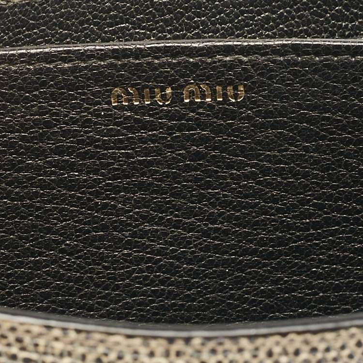 Pre Owned Miu Miu Beige/Black Lizard Embossed Leather Crossbody Bag