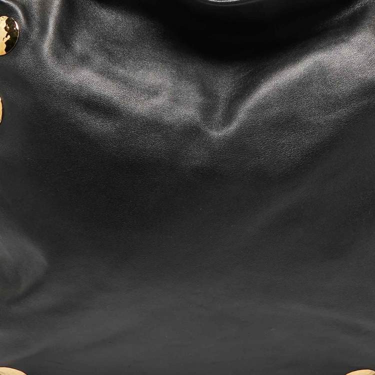 Pre Owned Miu Miu Black Leather Studded Hobo