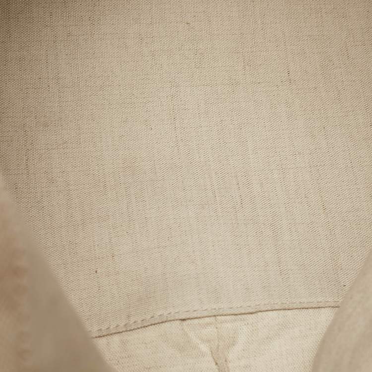 Pre Owned Miu Miu Brown/Natural Canvas Logo Drawstring Bucket Bag