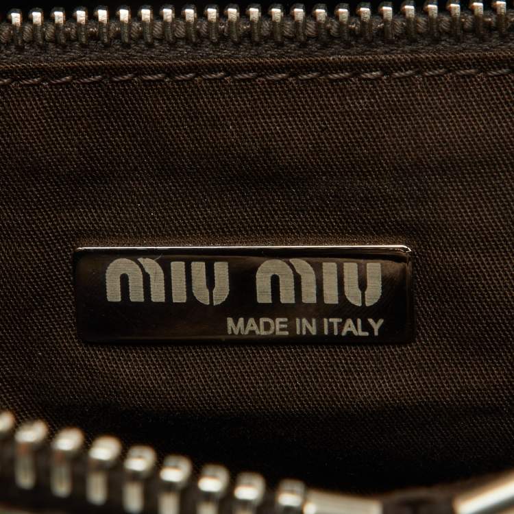 Pre Owned Miu Miu Green Alligator Zip Satchel