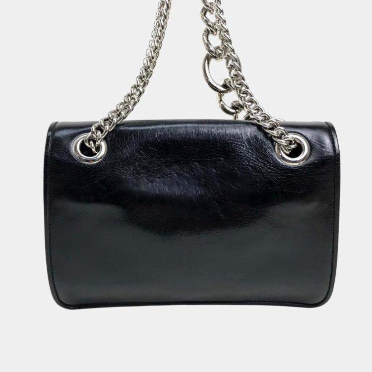 Pre Owned Miu Miu Black Leather Chain Shoulder Bag