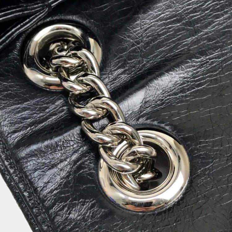 Pre Owned Miu Miu Black Leather Chain Shoulder Bag