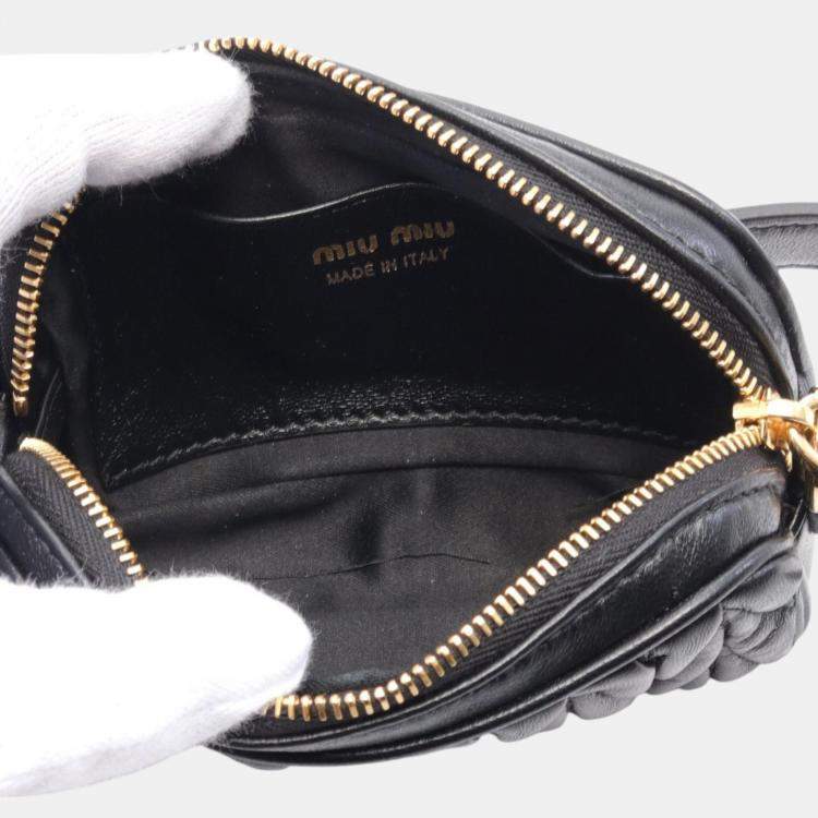 Pre Owned Miu Miu Black Matelasse Leather Waist Bag
