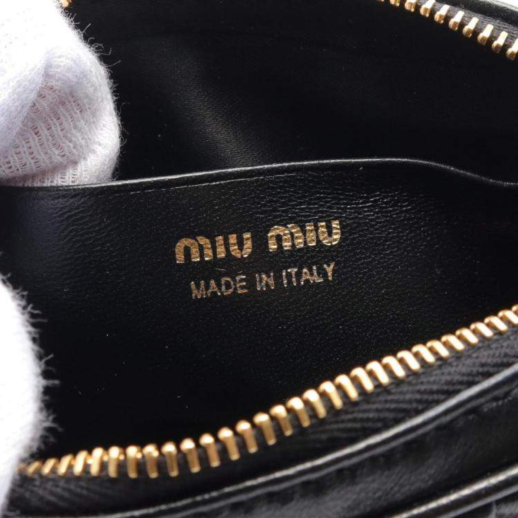 Pre Owned Miu Miu Black Matelasse Leather Waist Bag