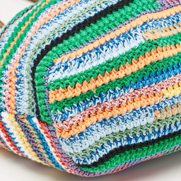 Pre Owned Miu Miu Multicolor Crochet Fabric Shopper Tote