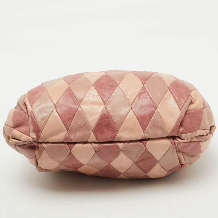 Pre Owned Miu Miu Multicolor Patchwork Leather Harlequin Hobo