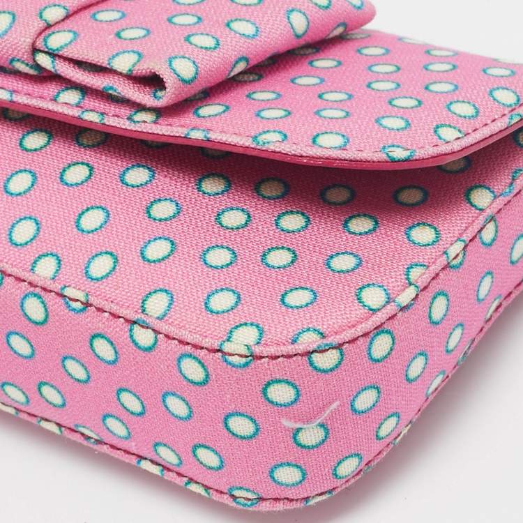 Pre Owned Miu Miu Pink Polka Fabric Bow Clutch