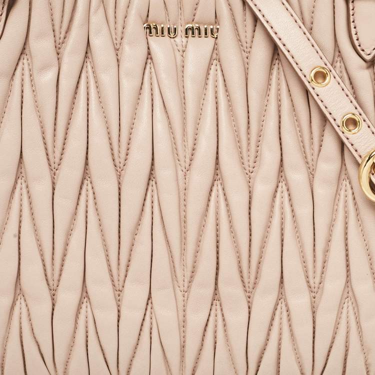 Pre Owned Miu Miu Beige Matelasse Leather Shoulder Bag
