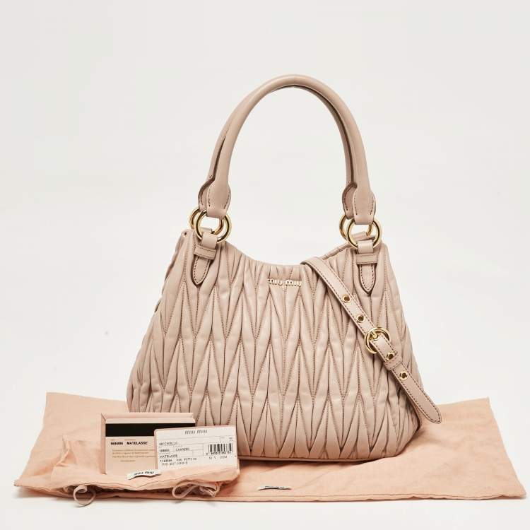 Pre Owned Miu Miu Beige Matelasse Leather Shoulder Bag