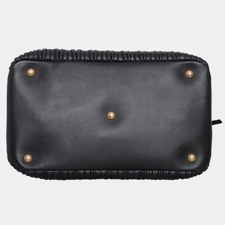 Pre Owned Miu Miu Black Leather Tote Bag