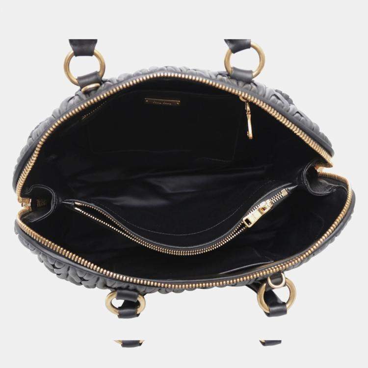 Pre Owned Miu Miu Black Leather Tote Bag