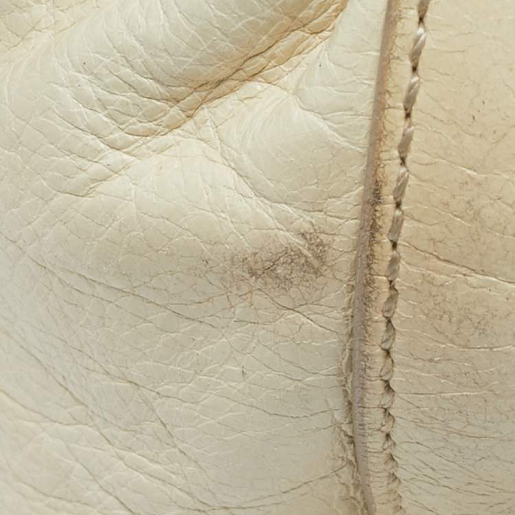 Pre Owned Miu Miu Cream Leather Gaufre Tote