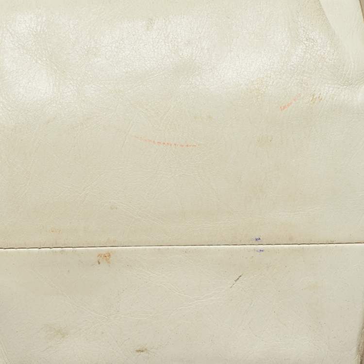 Pre Owned Miu Miu Cream Leather Gaufre Tote