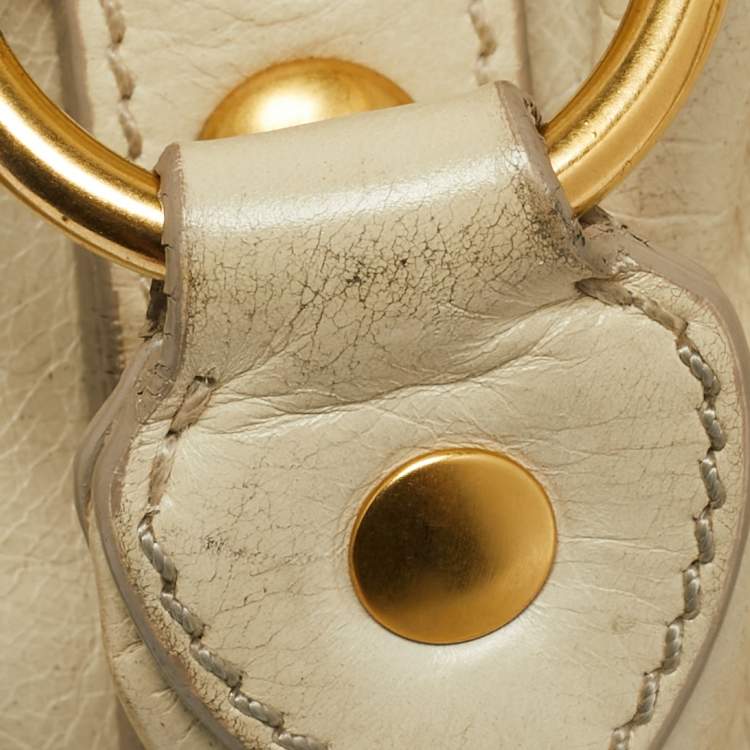 Pre Owned Miu Miu Cream Leather Gaufre Tote