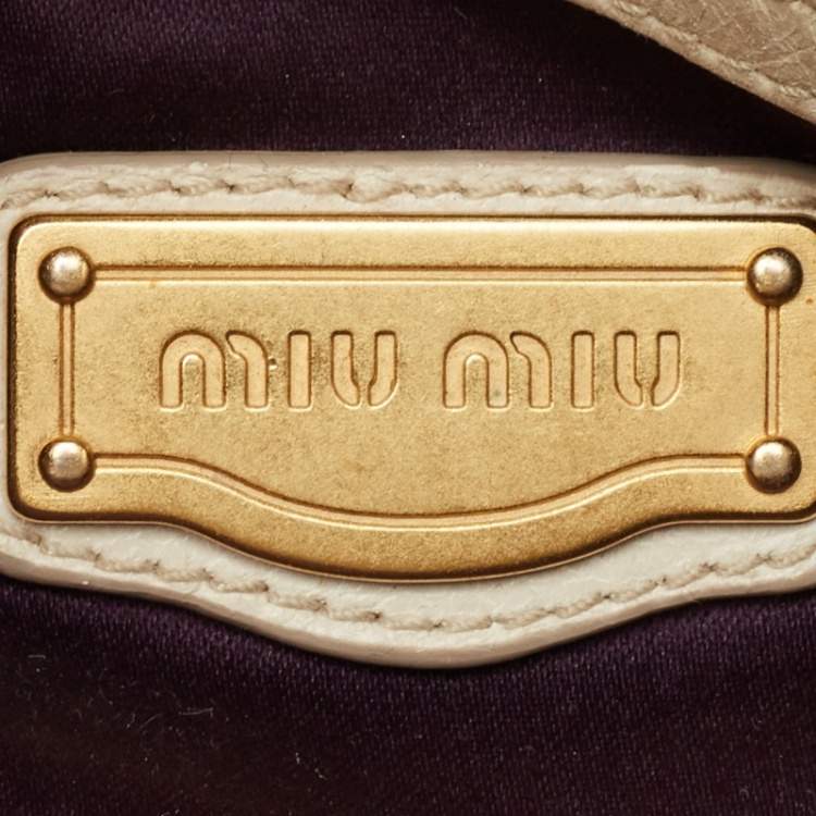 Pre Owned Miu Miu Cream Leather Gaufre Tote